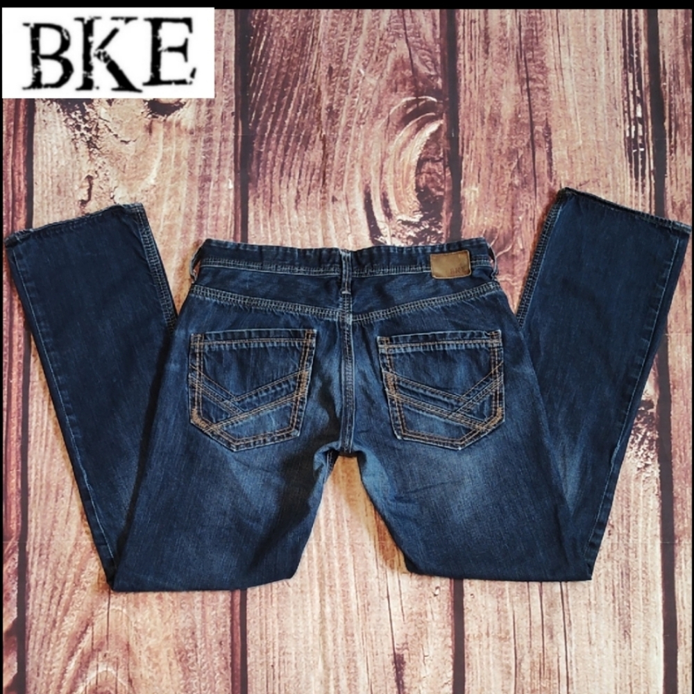 34x34 BKE Carter Straight Mens Non-Stretch Blue Jeans Like New